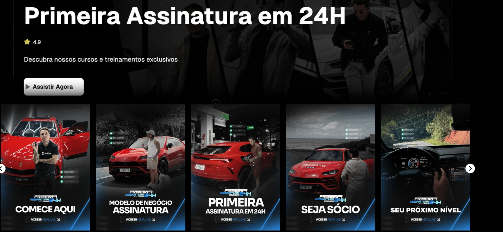 Área de membros Primeira Assinatura em 24H com cinco treinamentos