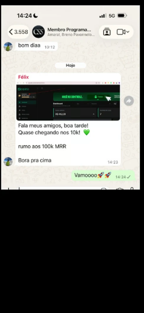 Depoimento de aluno 1 sobre a primeira venda de assinatura