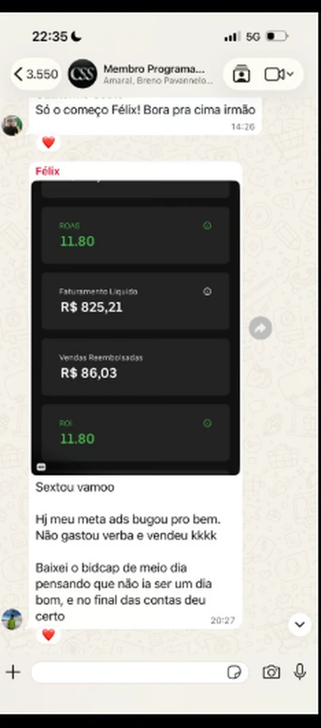 Depoimento de aluno 5 sobre a primeira venda de assinatura