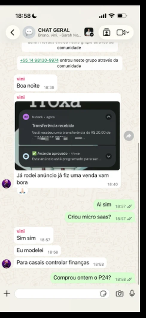 Depoimento de aluno 3 sobre a primeira venda de assinatura